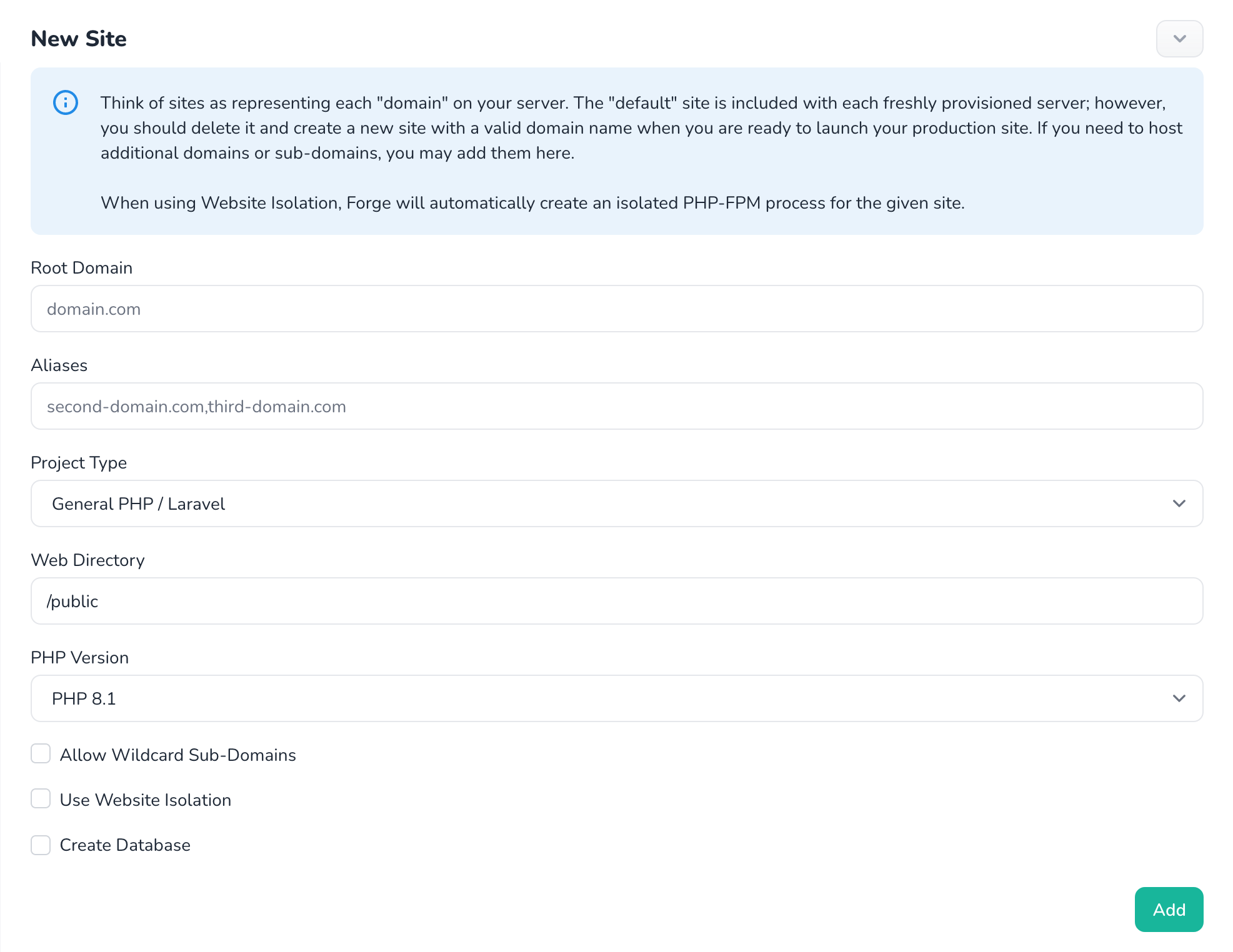 Tangkapan layar situs baru