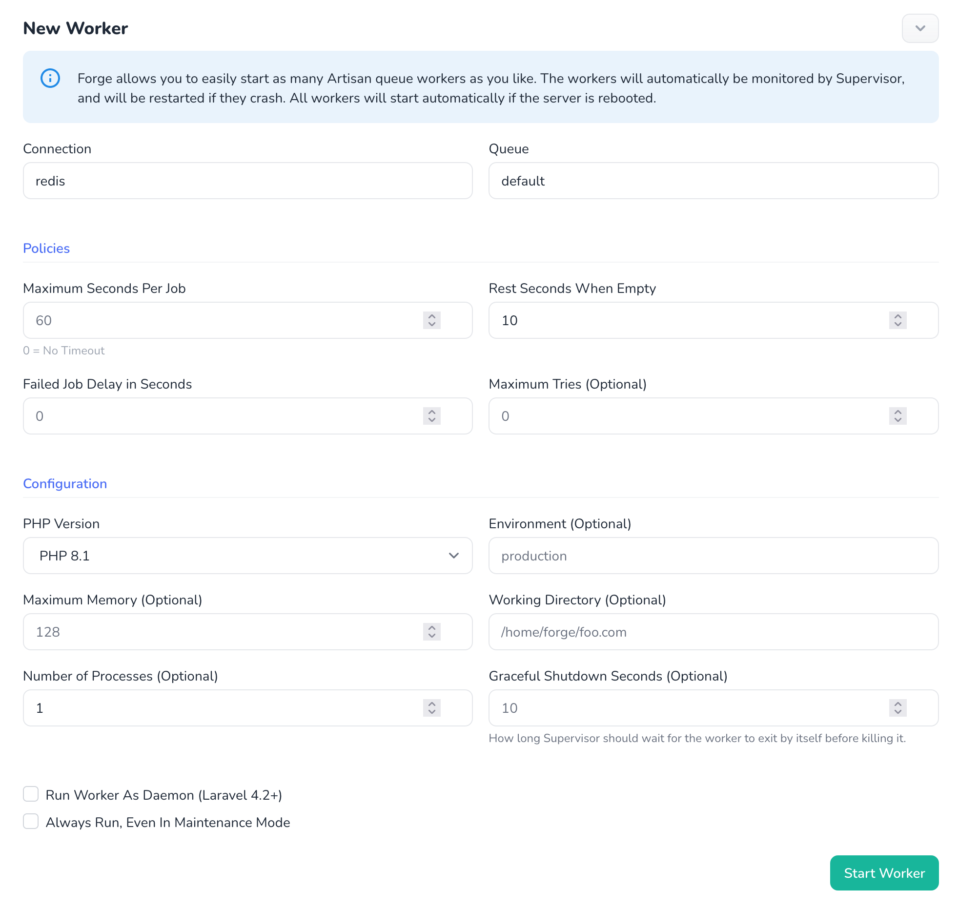Tangkapan layar worker baru