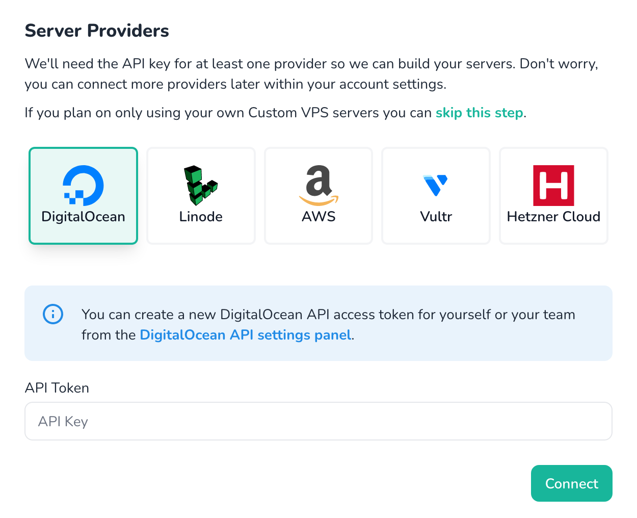 Tangkapan layar penyedia server