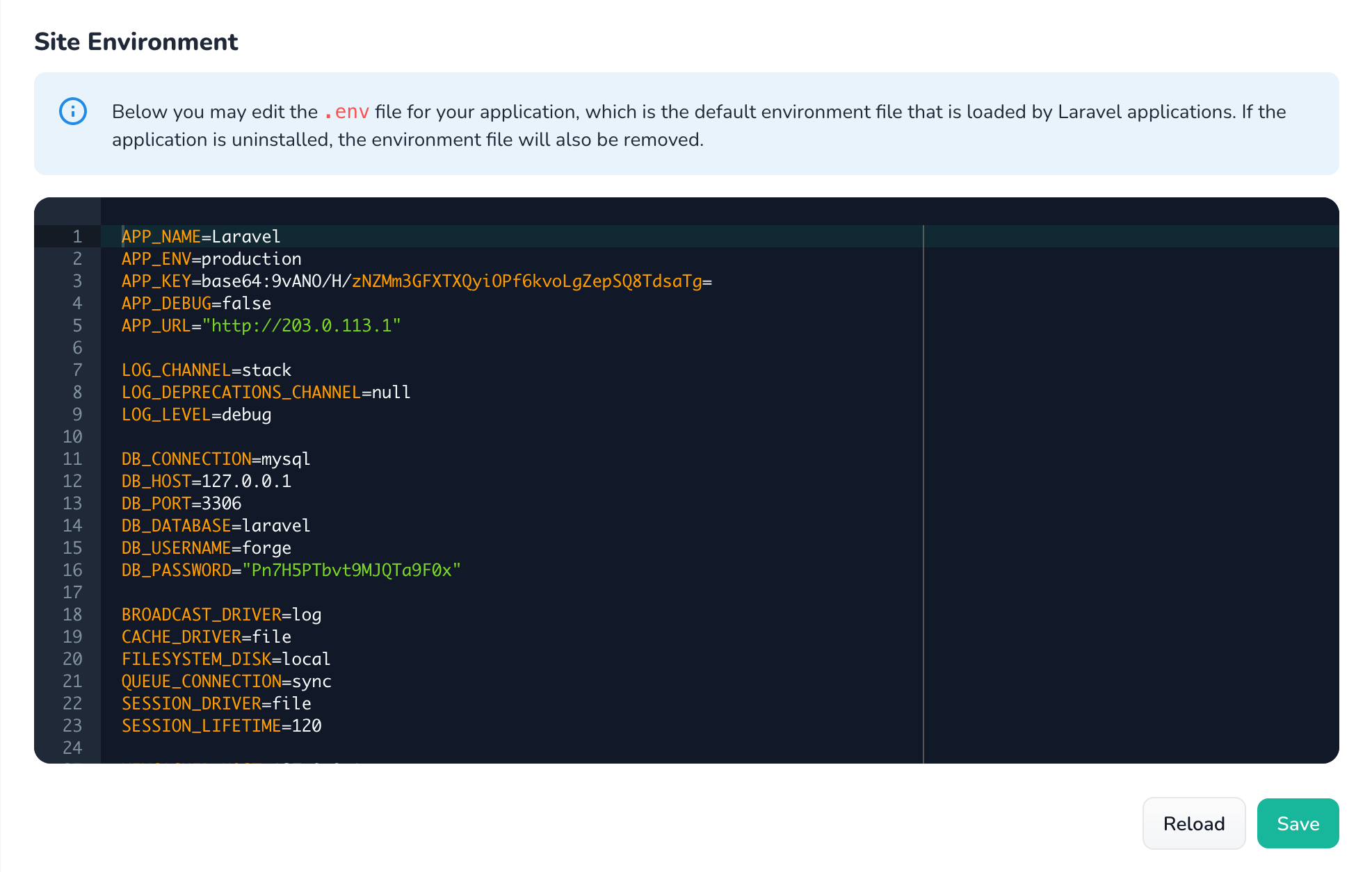 Tangkapan layar environment situs