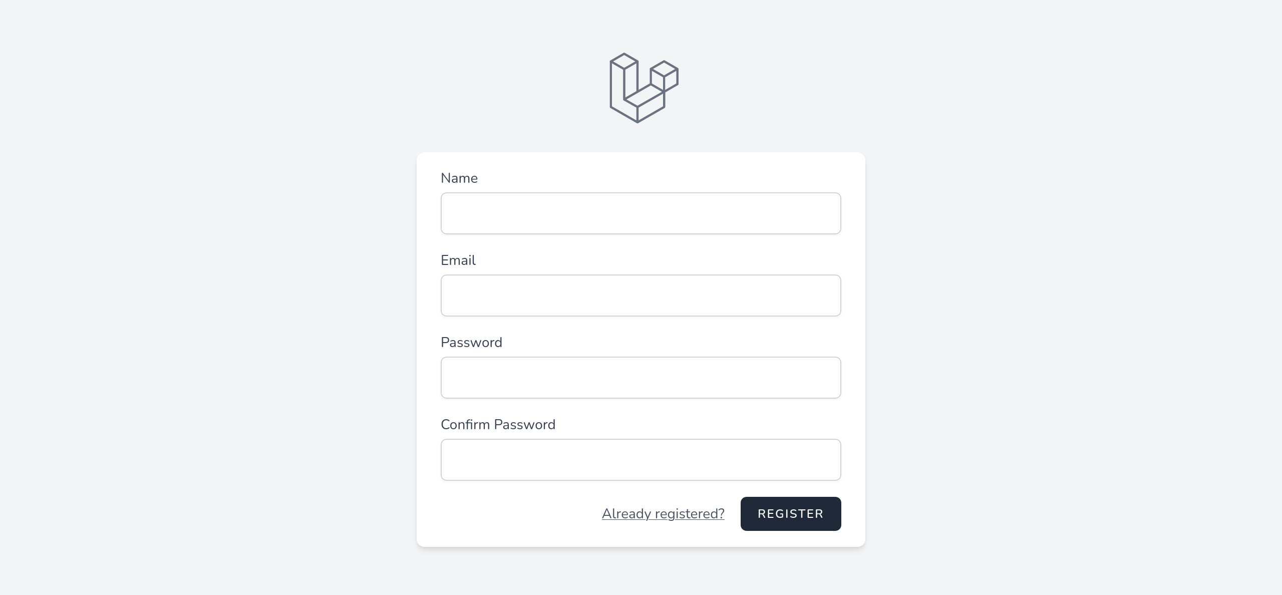 Halaman registrasi Laravel